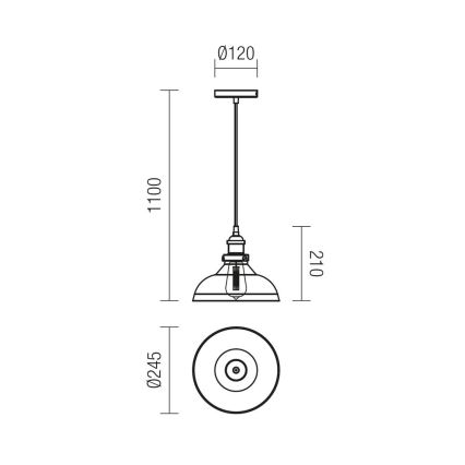 Redo 01-1002 - Suspension avec fil SAVILLE 1xE27/42W/230V