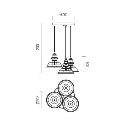 Redo 01-1004 - Suspension avec fil SAVILLE 3xE27/42W/230V