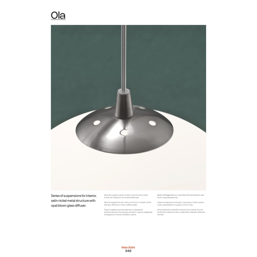 Redo 01-1064 - Suspension filaire OLA 1xE27/42W/230V d. 20 cm