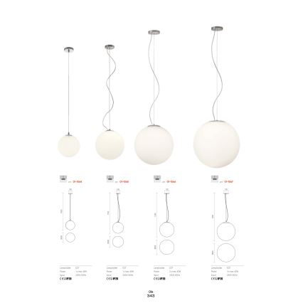 Redo 01-1064 - Suspension filaire OLA 1xE27/42W/230V d. 20 cm