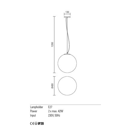 Redo 01-1066 - Suspension filaire OLA 2xE27/42W/230V d. 40 cm