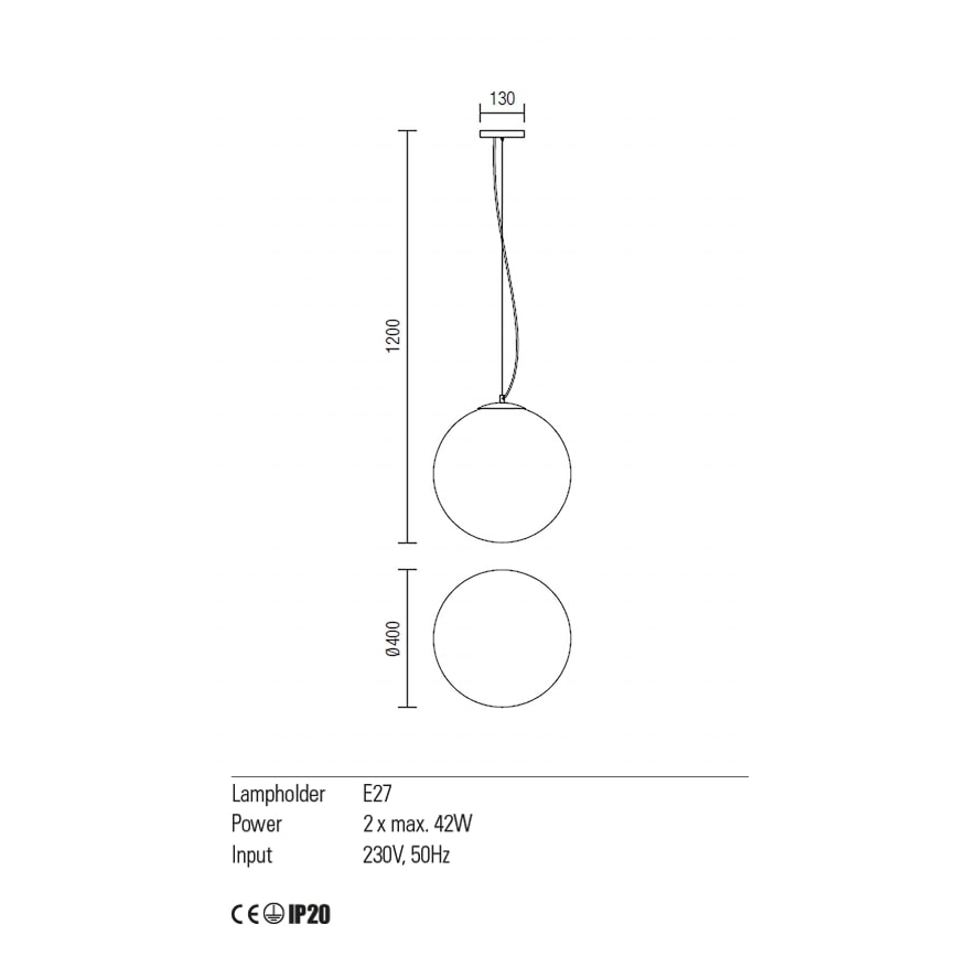 Redo 01-1066 - Suspension filaire OLA 2xE27/42W/230V d. 40 cm
