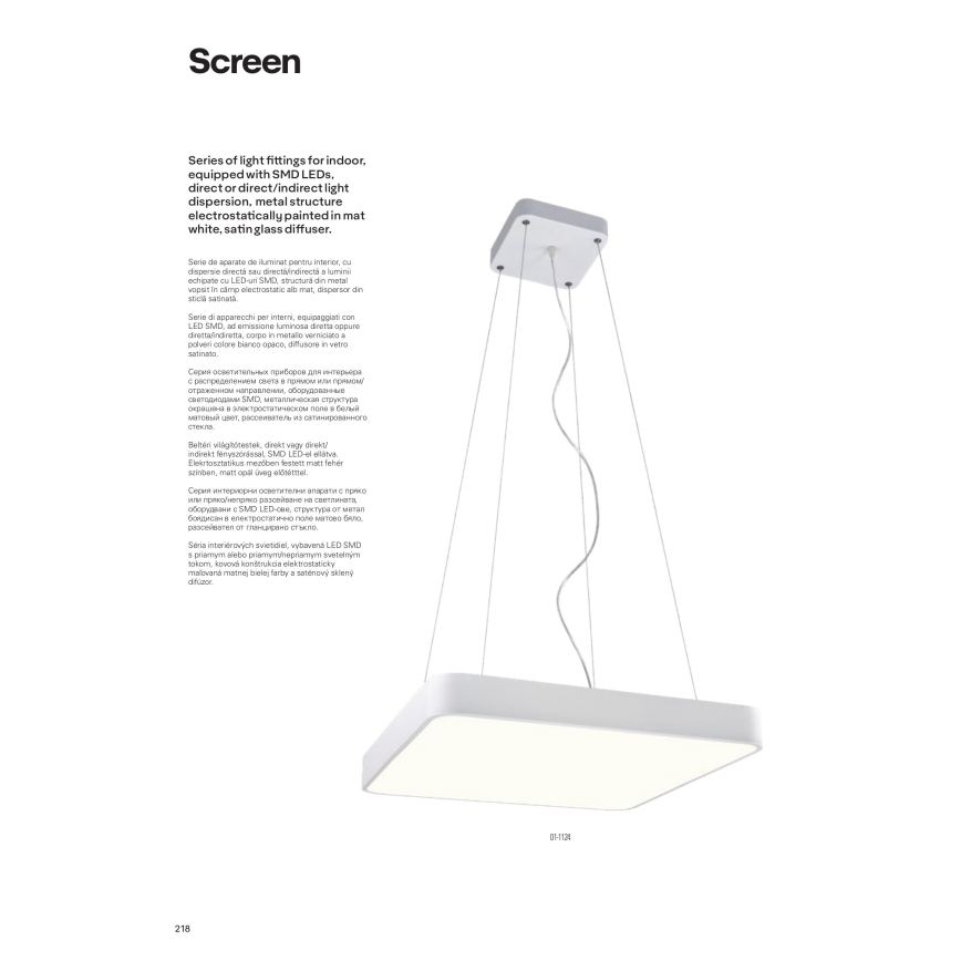 Redo 01-1124 - Suspension filaire SCREEN LED/48W/230V 3000K