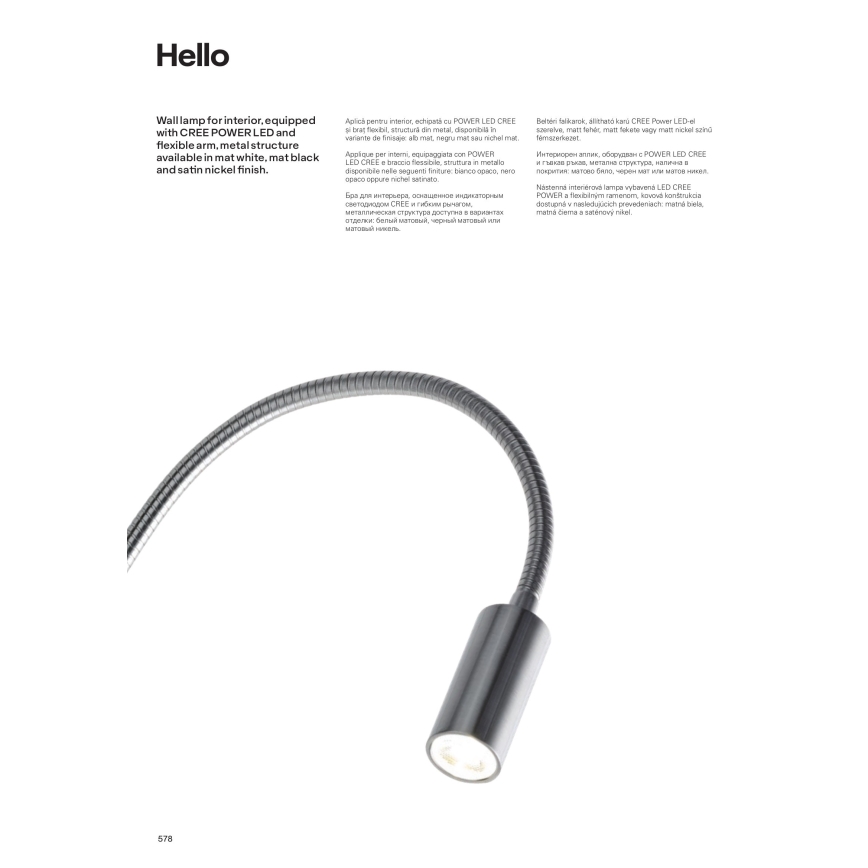 Redo 01-1195 - Petite lampe flexible HELLO LED/3W/230V chrome mat
