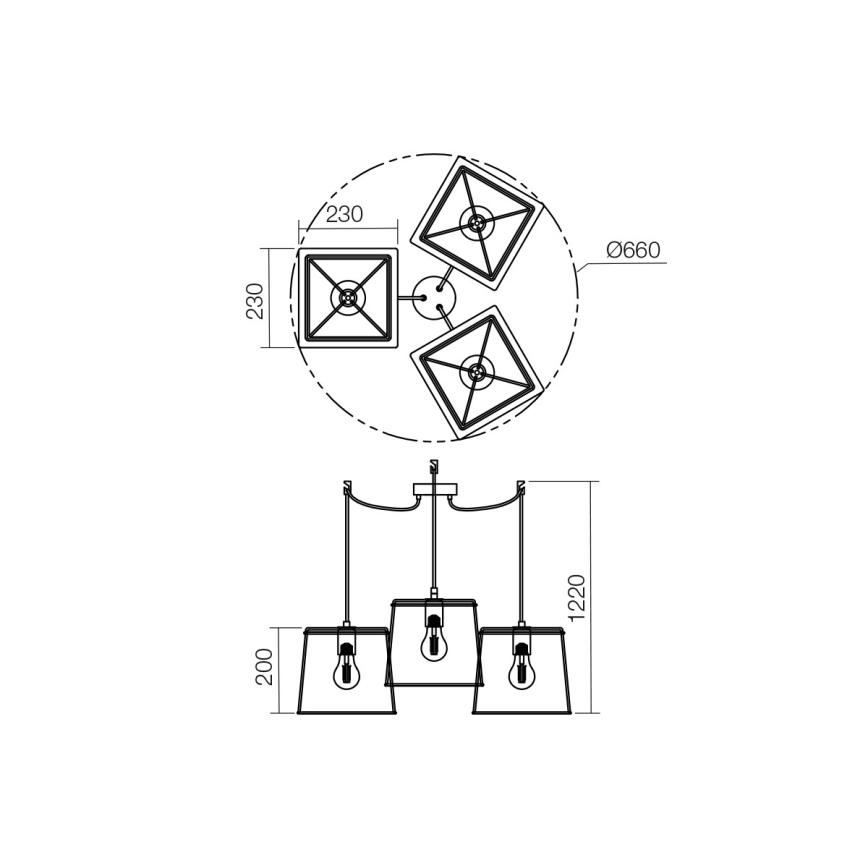 Redo 01-1265 - Suspension filaire SKETCH 3xE27/42W/230V araignée