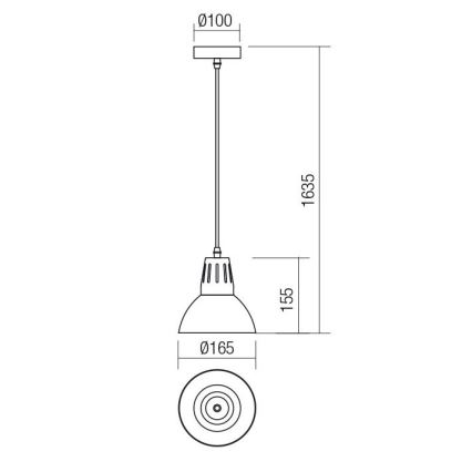 Redo 01-1279 - Suspension sur câble PEEP 1xE27/42W/230V Ø 16,5 cm noire