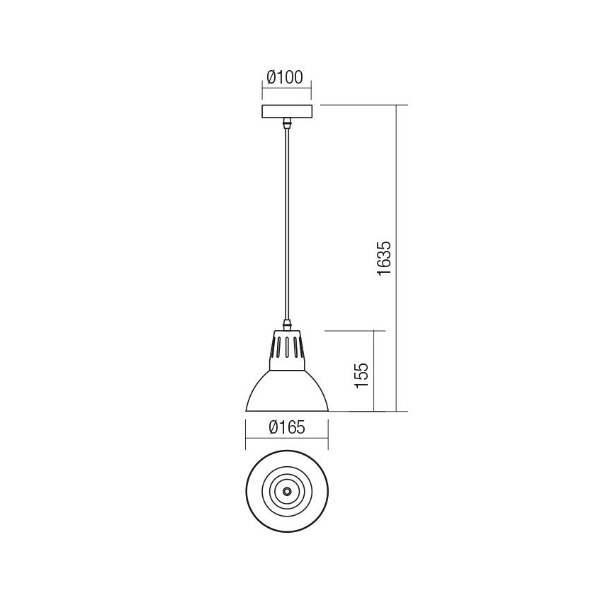 Redo 01-1279 - Suspension sur câble PEEP 1xE27/42W/230V Ø 16,5 cm noire