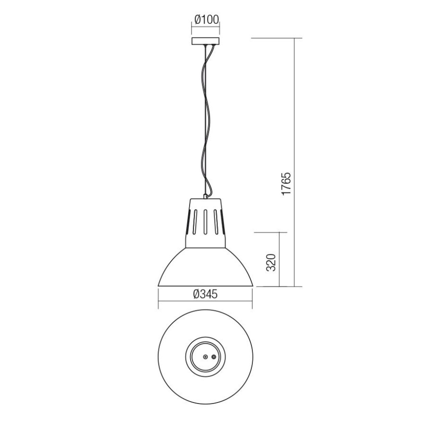 Redo 01-1281 - Suspension sur câble PEEP 1xE27/42W/230V diam. 34,5 cm noire