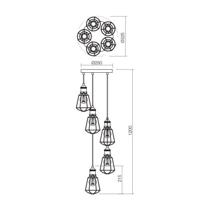 Redo 01-1303 - Suspension avec fil THARU 5xE27/42W/230V