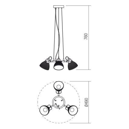 Redo 01-1450 - Suspension filaire RIDGE 3xE27/60W/230V