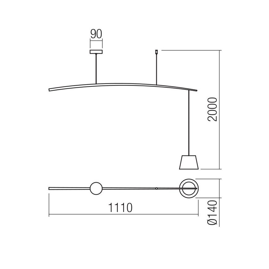 Redo 01-1498 - Suspension filaire LED LOLLI LED/6W/230V noir