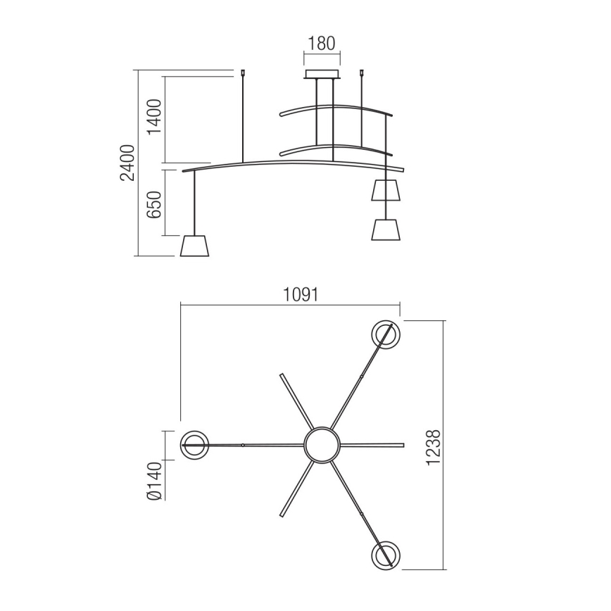 Redo 01-1524 - Suspension filaire LED LOLLI 3xLED/6W/230V blanc