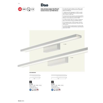 Redo 01-1527 - Éclairage LED pour miroir de salle de bains DAO LED/36W/230V 90 cm IP44 blanc