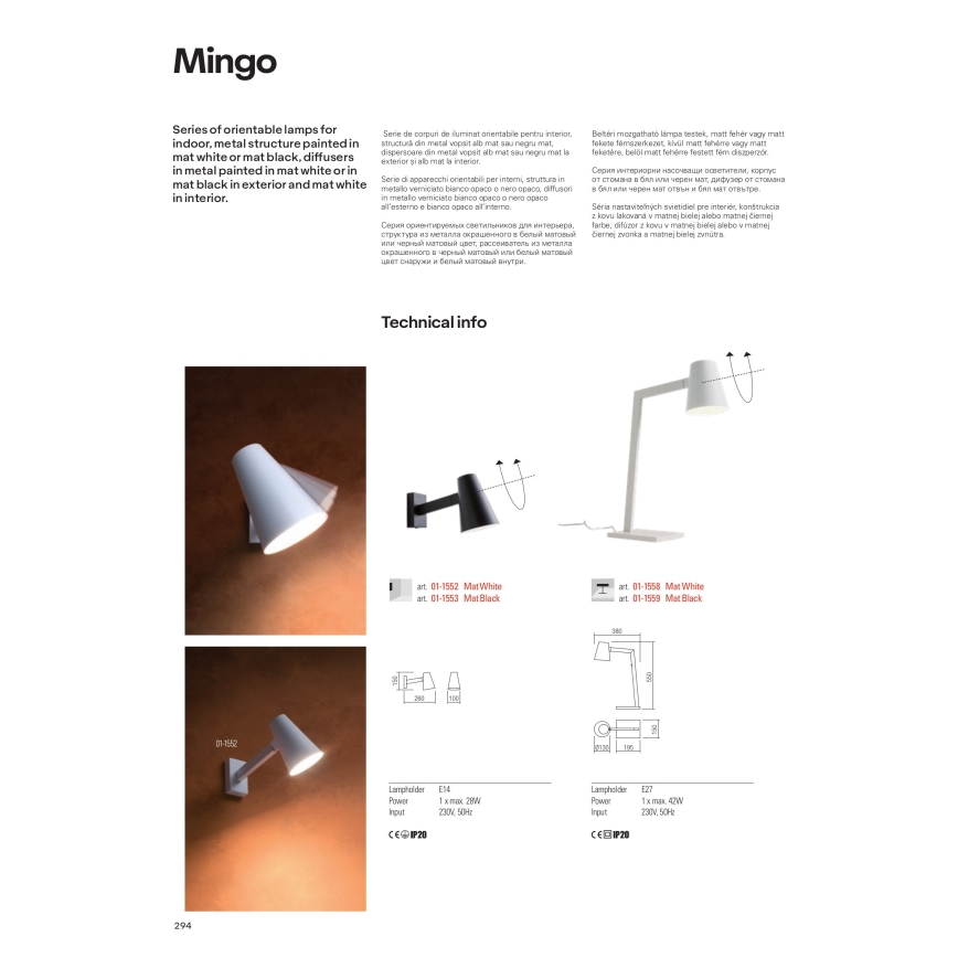 Redo 01-1556 - Lampadaire MINGO 1xE27/42W/230V blanc