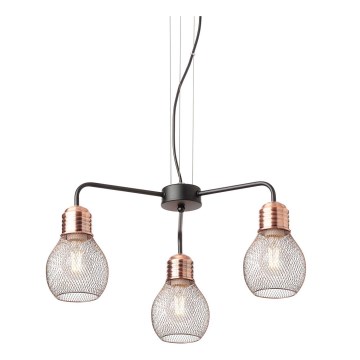 Redo 01-1579 - Suspension sur câble EDISON 3xE27/42W/230V Ø 53 cm noir/cuivré