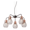 Redo 01-1580 - Suspension sur câble EDISON 5xE27/42W/230V Ø 53 cm noir/cuivré