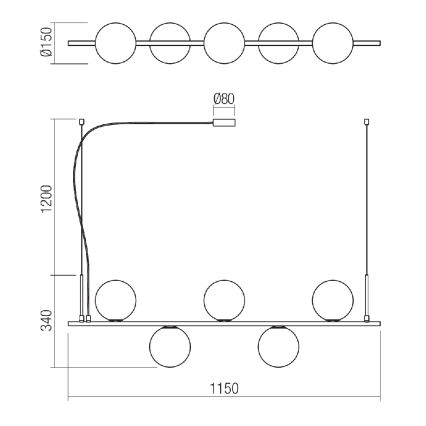 Redo 01-1635 - Suspension avec fil TALIS 5xE14/28W/230V