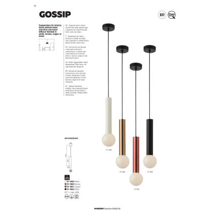 Redo 01-1661 - Suspension filaire GOSSIP 1xE27/42W/230V cuivre