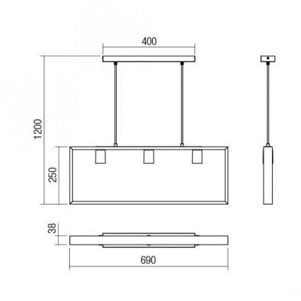 Redo 01-1665 - Suspension filaire TIMBER 3xE27/42W/230V hêtre