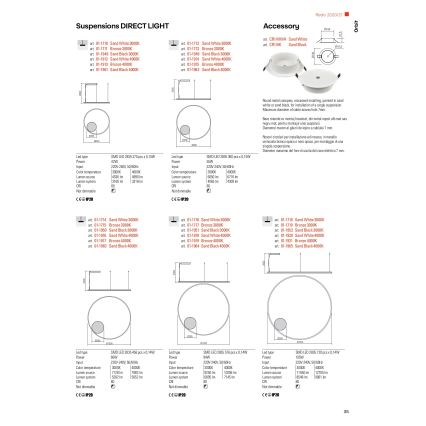 Redo 01-1713 - Suspension LED dimmable sur câble ORBIT LED/55W/230V bronze