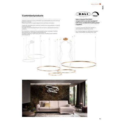 Redo 01-1721 - Suspension fil LED ORBIT LED/42W + LED/66W/230V