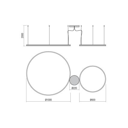 Redo 01-1721 - Suspension fil LED ORBIT LED/42W + LED/66W/230V