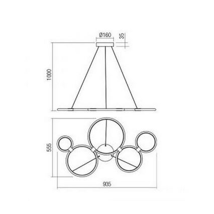 Redo 01-1742 - Suspension fil LED RADIUS LED/45W/230V