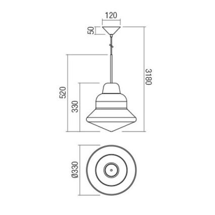Redo 01-1771 - Suspension sur câble AMNO 1xE27/42W/230V Ø 33 cm gris