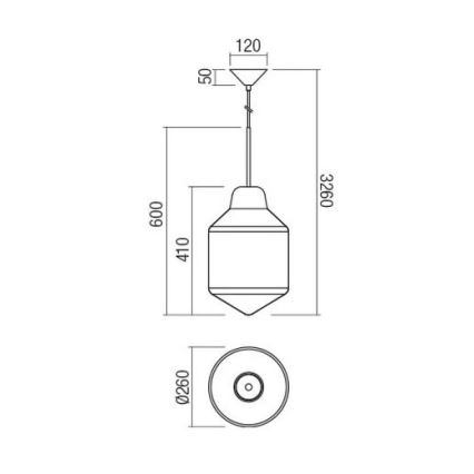 Redo 01-1772 - Suspension filaire AMNO 1x/E27/42W/230V d. 26 cm beige
