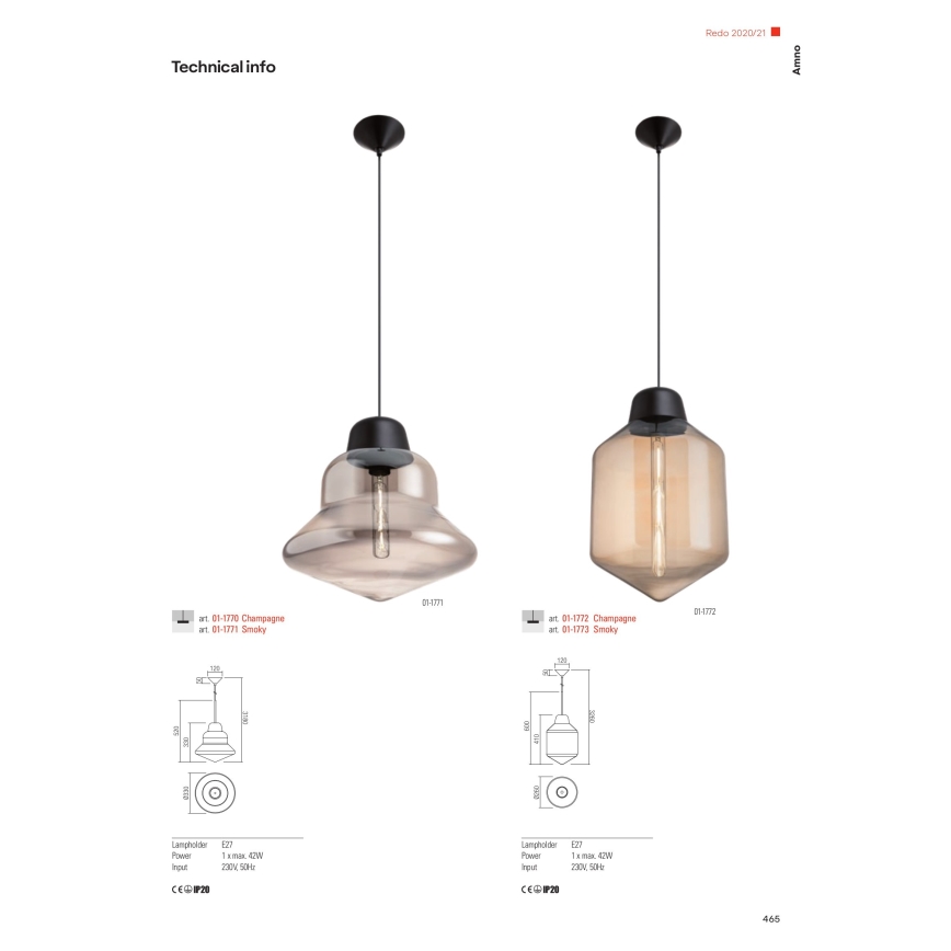 Redo 01-1773 - Suspension filaire AMNO 1x/E27/42W/230V d. 26 cm gris