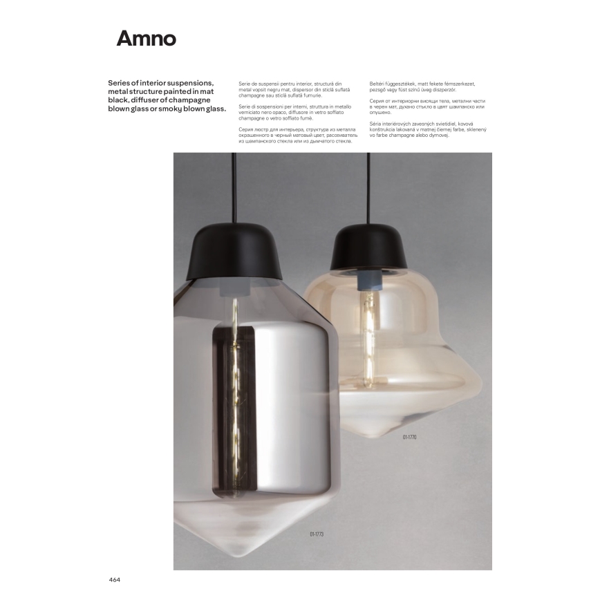 Redo 01-1773 - Suspension sur câble AMNO 1xE27/42W/230V Ø 26 cm gris