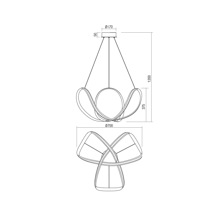 Redo 01-1784 - Suspension filaire à intensité variable NUCLEO LED/55W/230V blanc