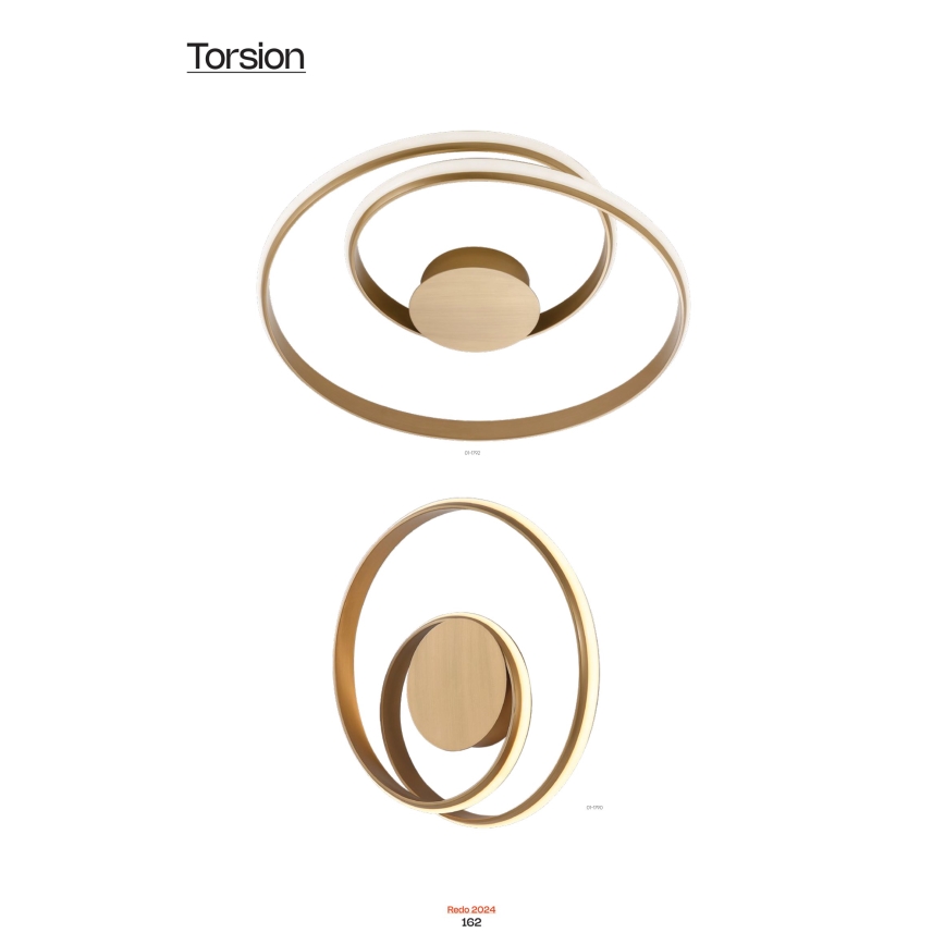 Redo 01-1790 - Applique murale LED dimmable TORSION LED/27W/230V diam. 40 cm bronze