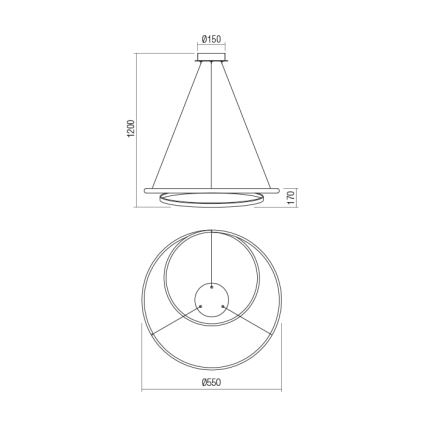 Redo 01-1793 - Suspension filaire à intensité variable TORSION LED/29W/230V d. 55 cm blanc