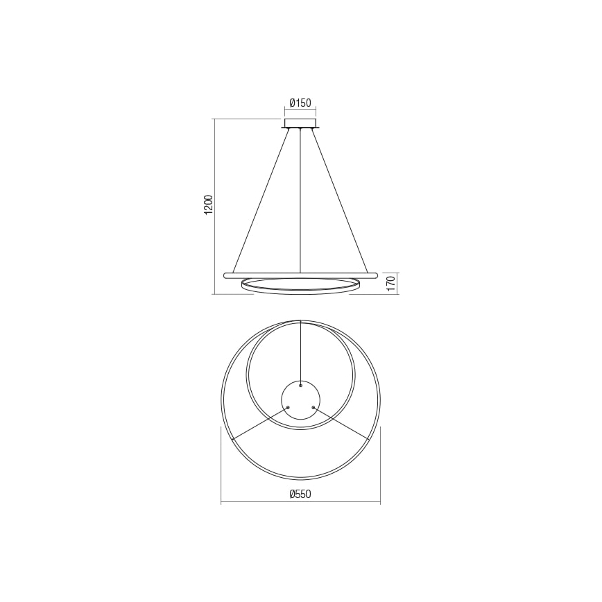 Redo 01-1793 - Suspension filaire à intensité variable TORSION LED/29W/230V d. 55 cm blanc