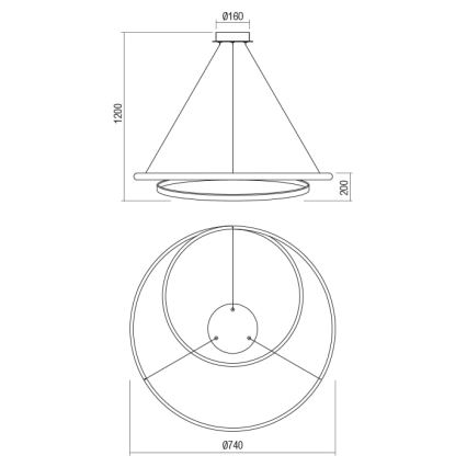 Redo 01-1795 - Suspension filaire à intensité variable TORSION LED/40W/230V d. 74 cm blanc