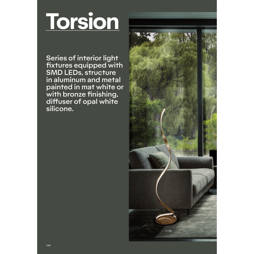 Redo 01-1798 - Lampadaire LED dimmable TORSION LED/24W/230V 3000K bronze