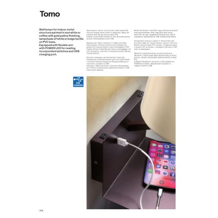 Redo 01-1807 - Applique murale LED TOMO avec liseuse flexible 1xE27/42W/230V + LED/3W/230V, blanche