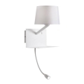 Redo 01-1807 - Applique murale LED TOMO avec liseuse flexible 1xE27/42W/230V + LED/3W/230V, blanche