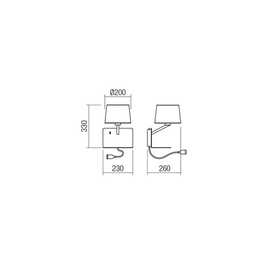 Redo 01-1807 - LED Applique murale avec une petite lampe flexible TOMO 1xE27/42W/230V + LED/3W/230V blanc