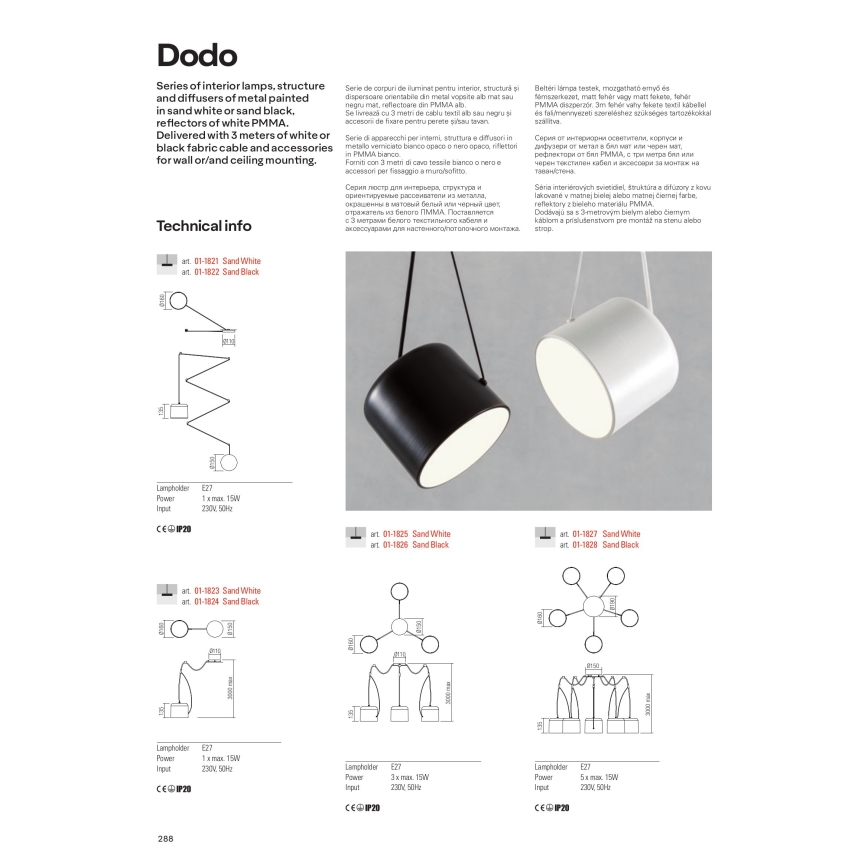 Redo 01-1826 - Suspension filaire DODO 3xE27/15W/230V araignée
