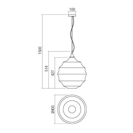 Redo 01-1845 - Suspension filaire SLAG 1xE27/42W/230V d. 40 cm gris