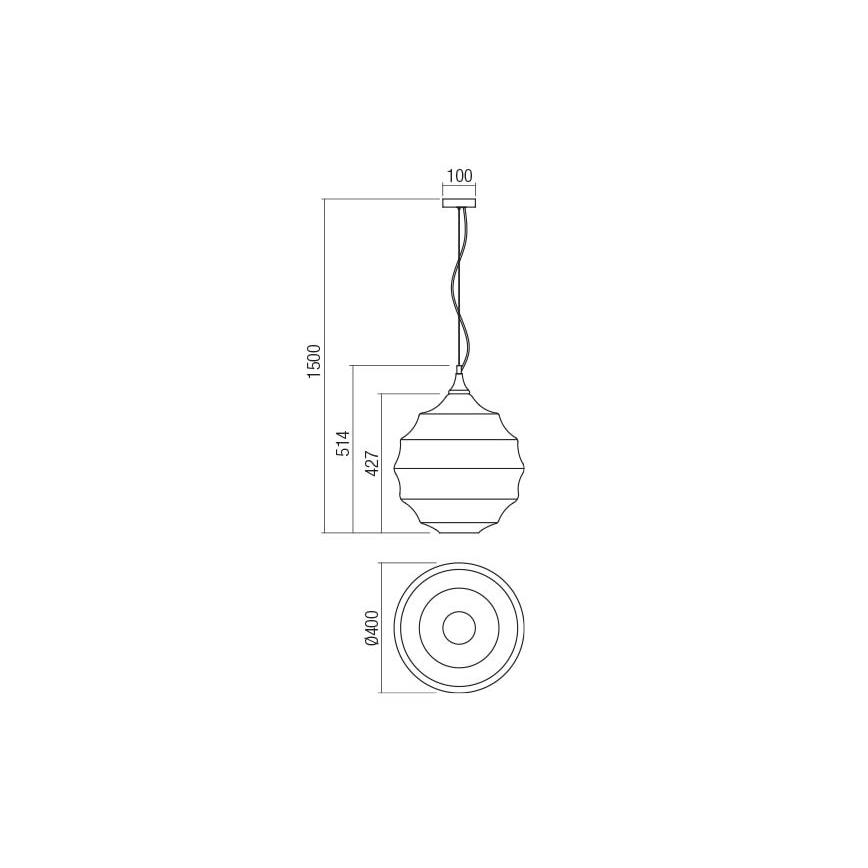 Redo 01-1845 - Suspension filaire SLAG 1xE27/42W/230V d. 40 cm gris