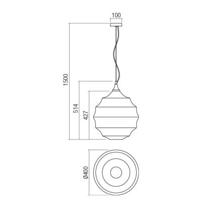 Redo 01-1846 - Suspension filaire SLAG 1xE27/42W/230V d. 40 cm cuivre