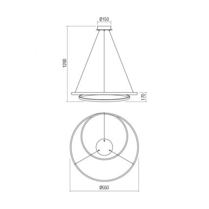 Redo 01-1889 - Suspension TORSION dimmable sur câble LED/29W/230V 4000K Ø 55 cm bronze