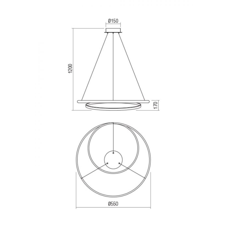 Redo 01-1889 - Suspension TORSION dimmable sur câble LED/29W/230V 4000K Ø 55 cm bronze