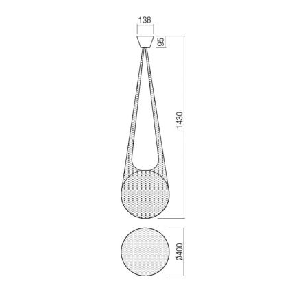 Redo 01-1974 - Suspension filaire LED ALLURIA 1xE27/10W/230V d. 40 cm