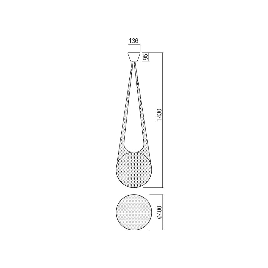 Redo 01-1974 - Suspension filaire LED ALLURIA 1xE27/10W/230V d. 40 cm