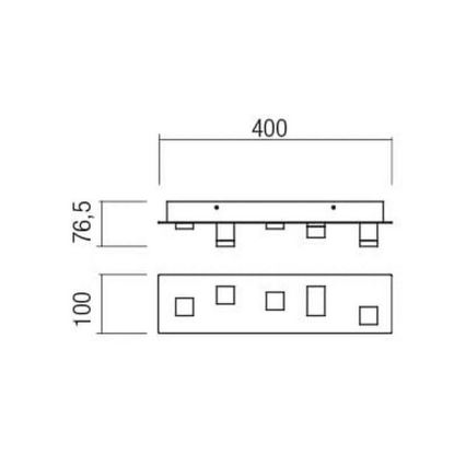 Redo 01-2013 - Plafonnier PIXEL LED/15W/230V 3000K 40x10 cm noir