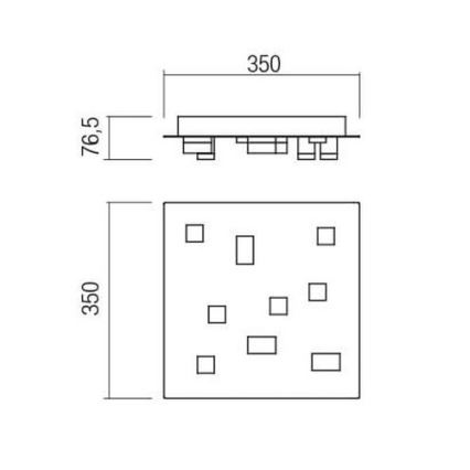 Redo 01-2015 - Plafonnier PIXEL LED/27W/230V 3000K 35x35 cm noir